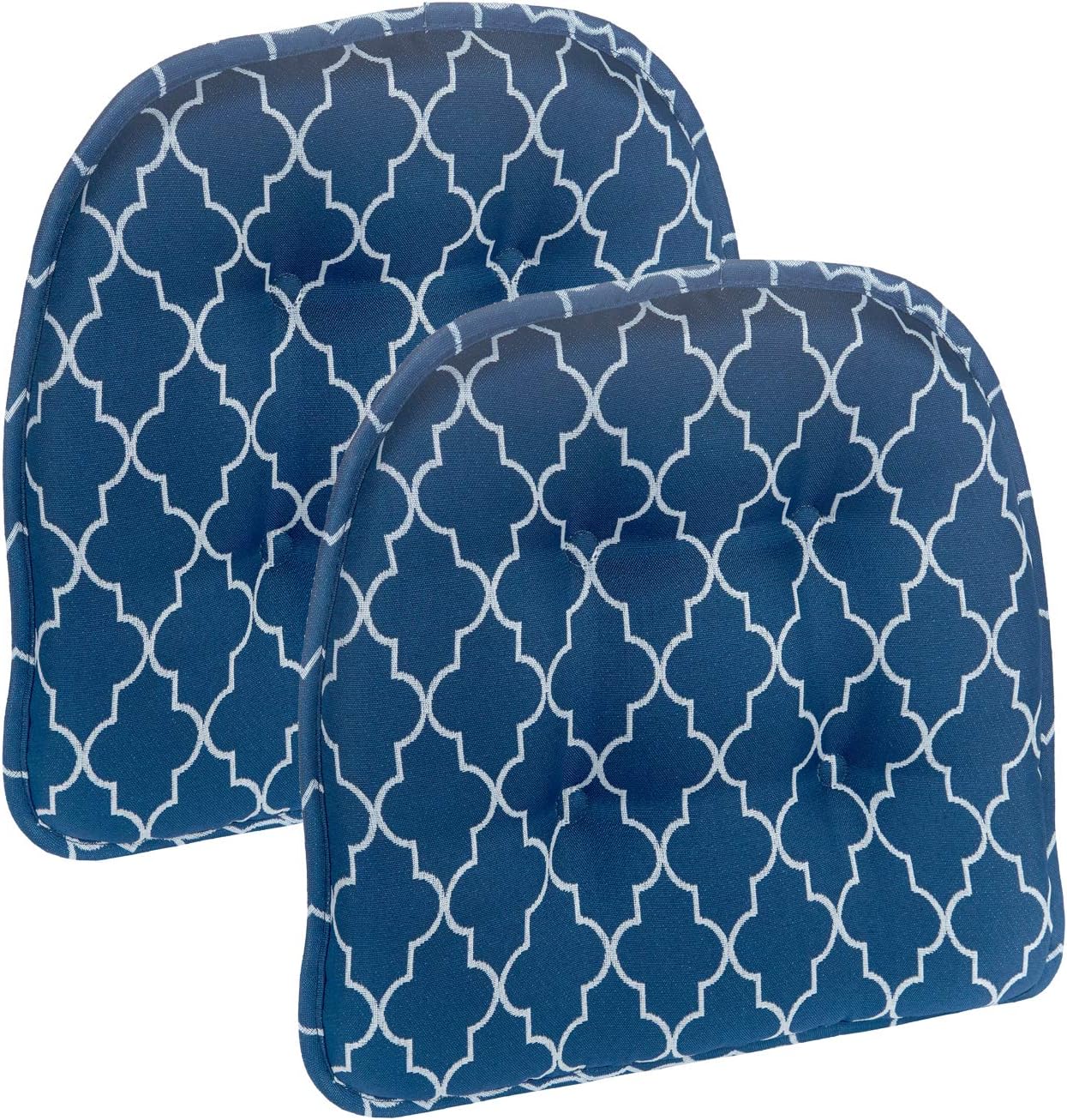 Set Of 4 Klear Vu Trellis Tufted Non Slip Geometric Dining Chair Cushions Blue Furniture Home Kitchen Pa Padanggoid