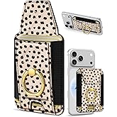 Shorogyt Compatible with Magsafe Wallet with Ring Grip Magnetic Card Holder - Cute Phone Wallets with Stand for iPhone 17/16/15/14/13/12 Series for Women Girls Boba Design, Fit 7 Cards