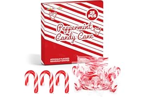 4E's Novelty 25 Pack Mini Candy Canes Bulk - Individually Wrapped, 2-Inch Mini Candy Canes, Classic Peppermint Flavor, for Christmas Treats and Christmas Bulk Stocking Stuffers, Perfect for Kids & Adults