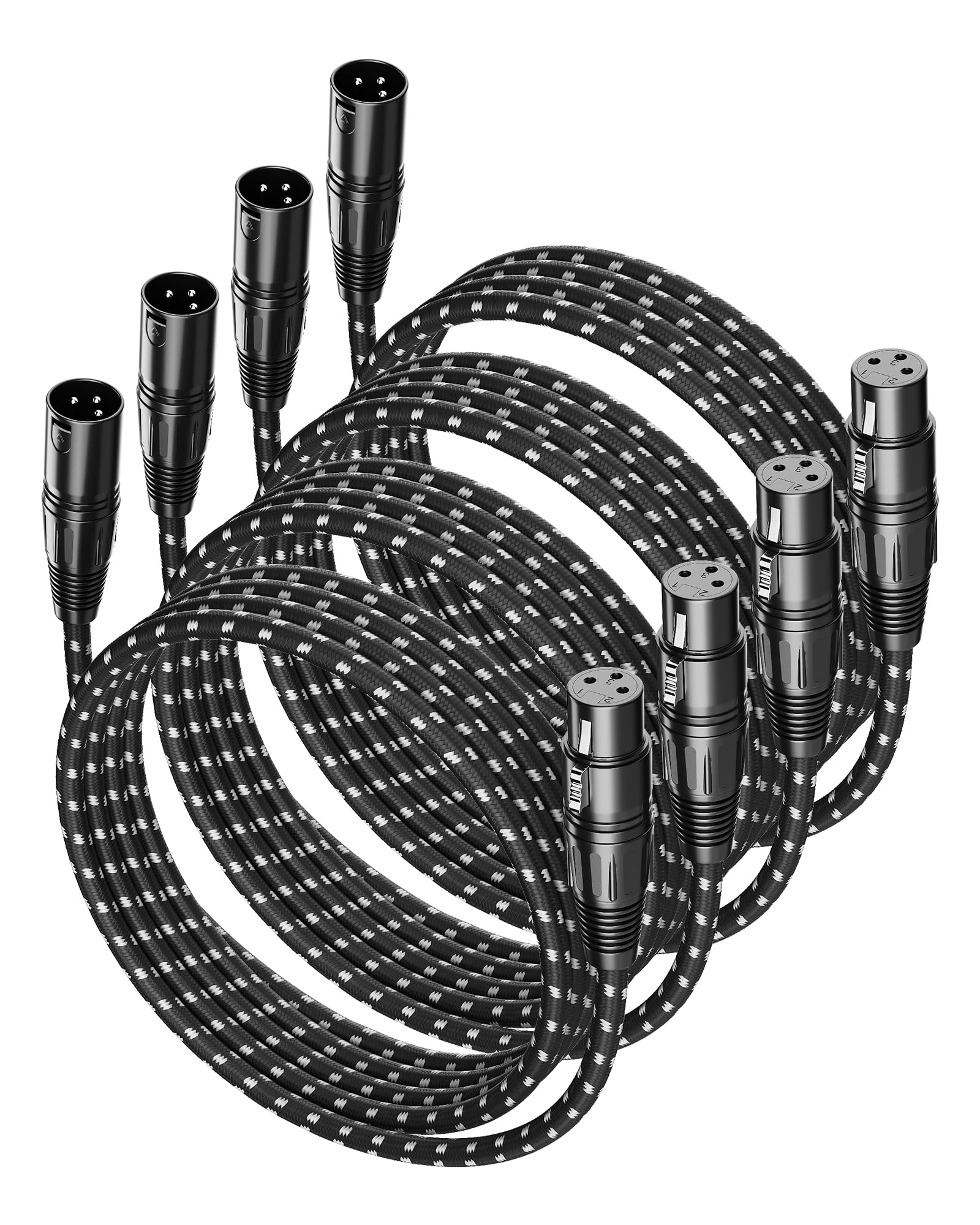 VANDESAIL XLR Cable 6ft 4Pack,Microphone Cable 6