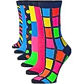 Tipi Toe Women's 6-Pack Funky Crew Socks | Colorful Fun Patterned Novelty Dress Socks, Sizes 9-13