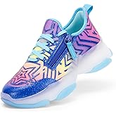 DREAM PAIRS Kids Girls Sneakers Zipper Casual Shoes Jelly Sole Sports Shoes Lightweight Walking Shoes