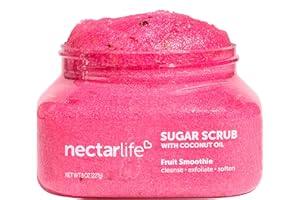 NECTAR BATH TREATS Sugar Body Scrub 8 oz, Moisturizing and Exfoliating Scrub for Nourishing Essential Body Care, Gift For Her (Fruit Smoothie)