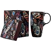 Topadorn 17oz Ceramic Travel Mug with Lid & Handle, Porcelain Coffee Cup with Gift Box, Dishwasher & Microwave Safe, for Latte,Tea, Cocoa, Milk, Home & Office