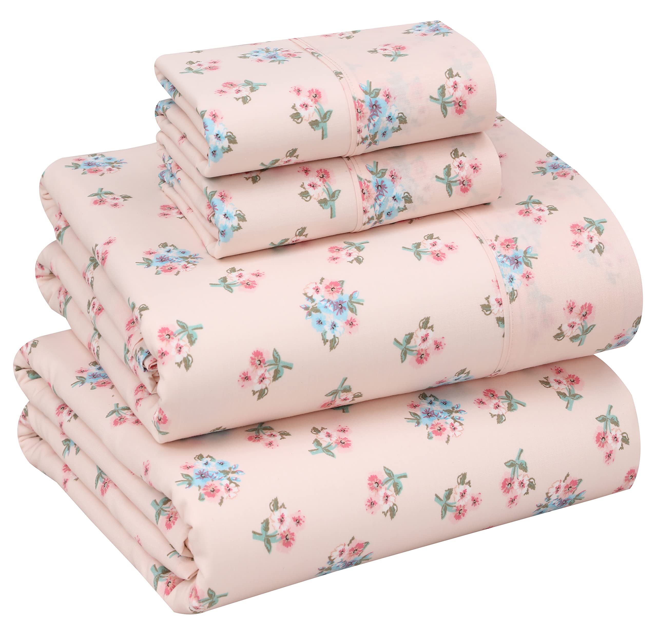 Photo 1 of RUVANTI 100% Cotton King Size Sheets Set, 4 Pieces, Soft & Breathable Percale Weave Bedding, Deep Pocket 16", Hotel Standard, Crisp Cool Feel, Durable, Perfect Floral Bed Sheet, Spring On