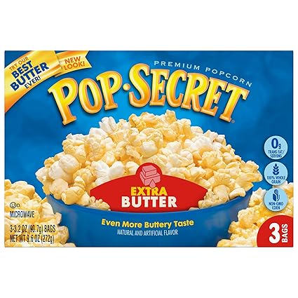 Amazon Com Pop Secret Popcorn Extra Butter 3 Count Box