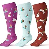 Leocomps Plus Size Compression Socks for Women Men Wide Calf 15-20 mmHg Knee High Extra Large for Nurses Pregnant Travel