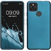 kwmobile Case Compatible with Google Pixel 4a 5G Case - Soft Slim Metallic TPU Silicone Cover - Metallic Caribbean Blue