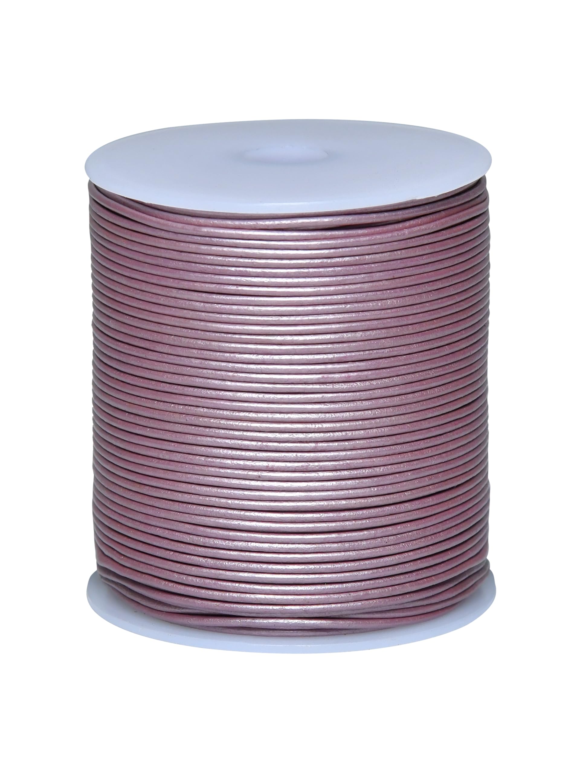 Cords Essentials Round Genuine Leather String Cord, Rope for Jewelry Making, Necklaces, Bracelets, Kumihimo Braiding, Wraps, Crafts and Hobby Projects (Metallic Pink, 1.5 MM) — image 1