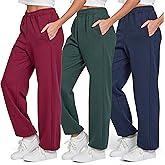 Ultra Performance Womens Joggers Wide Leg 3 Pack Sweatpants Women’s Active Jogger’s Baggy Cinch Bottoms Sweat Pants for Women
