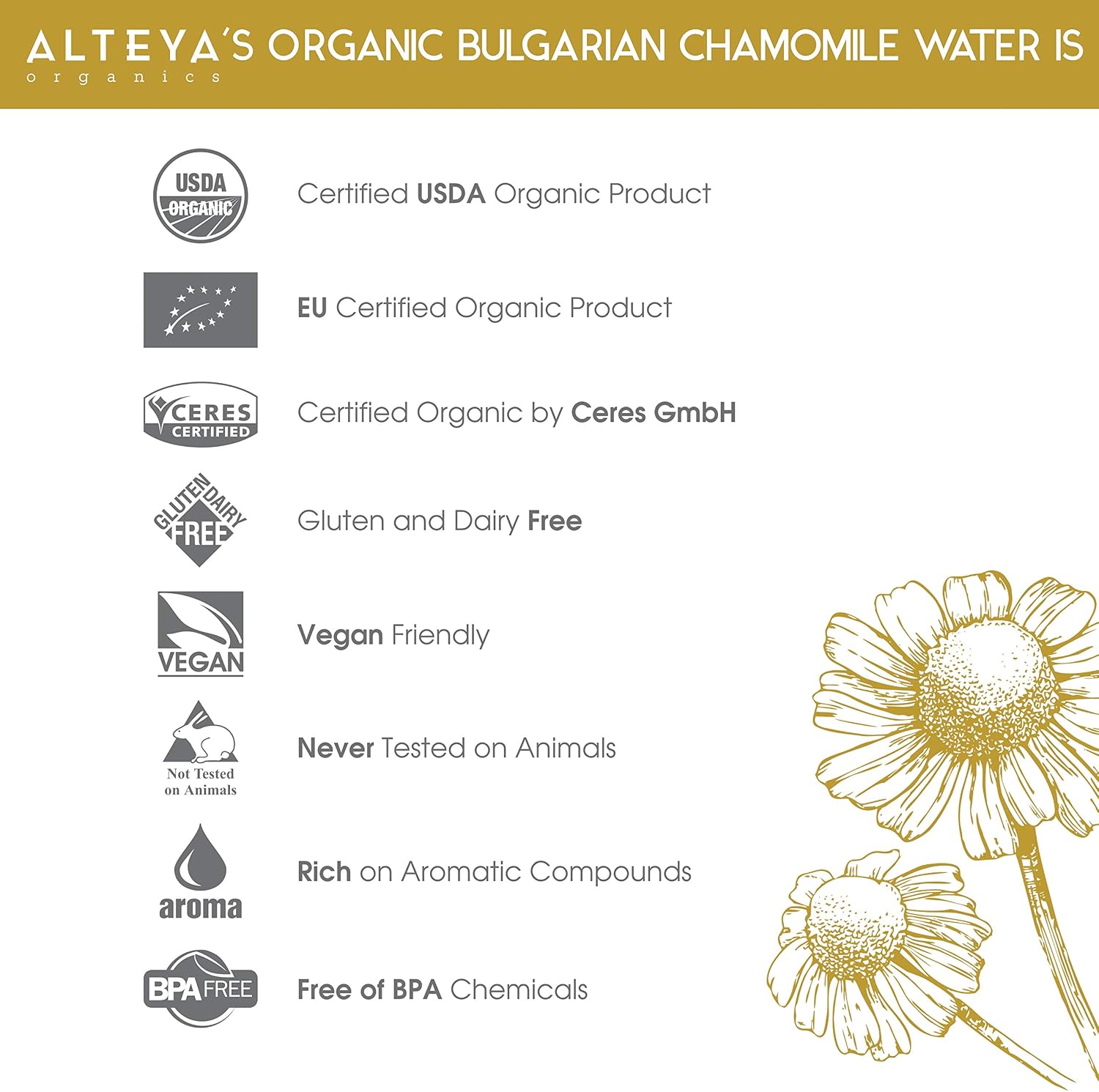 Alteya Organic Chamomile Water Spray 120 ml Glass Bottle - Image 5