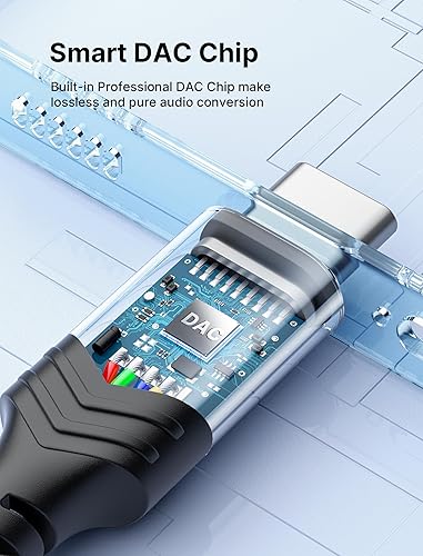 JSAUX USB Type C to Female Headphone Jack Adapter, USB C to Aux Audio  Dongle Cable Cord Compatible with