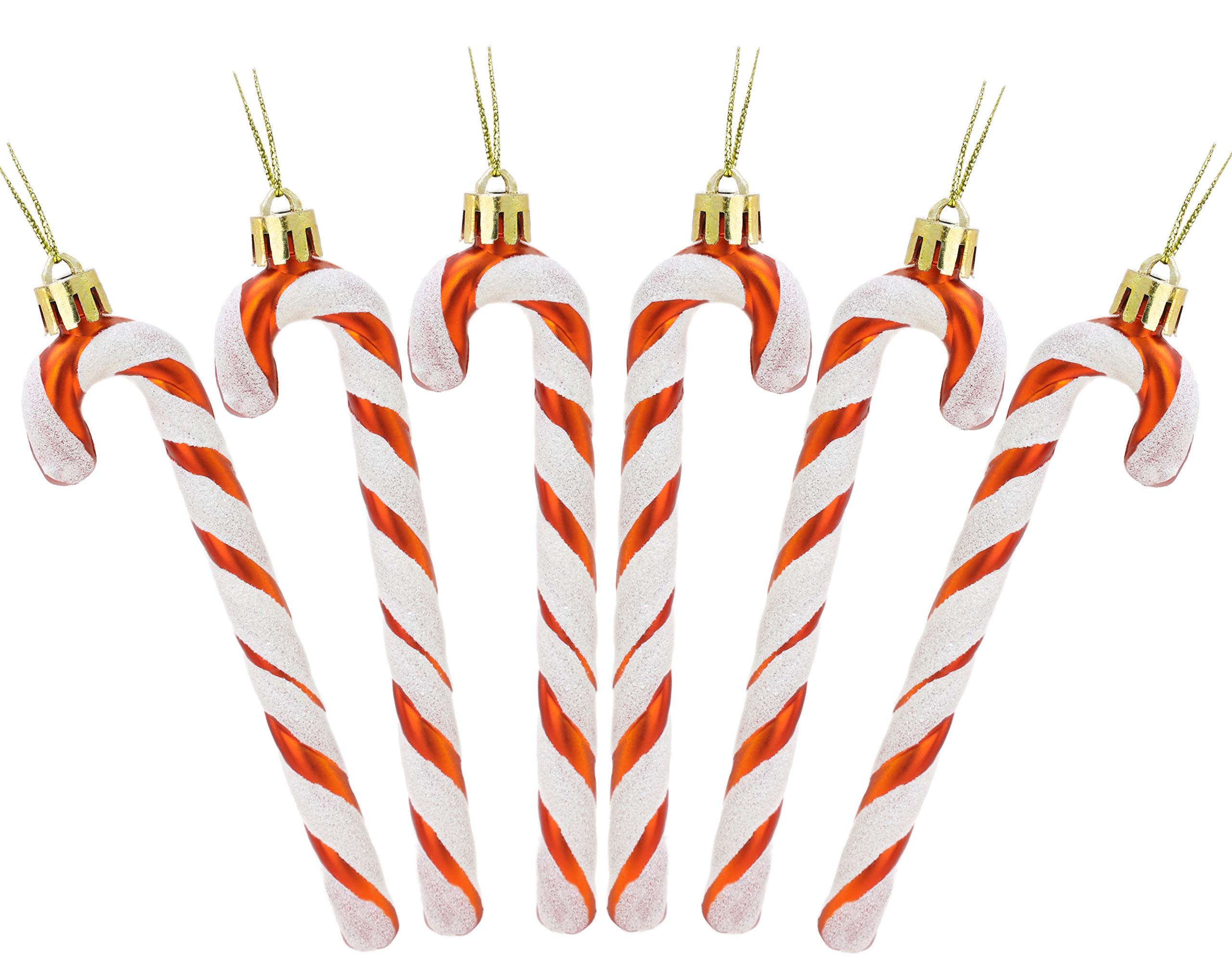 Christmas Concepts® Pack Of 6-130mm (5.2") Glitter Candy Cane Christmas Tree Decorations (Copper & White)
