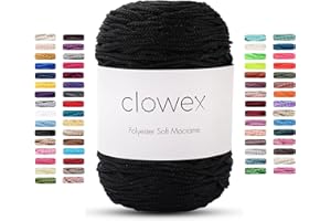 Clowex Polyester Soft Macrame Cord 2.5-3mm, 191 Yards x 1/9 inc Turkish Polyester Rope, Braided Macrame Yarn for DIY Crafts, Plant Hanger, Wall Hanging, Macrame Bag