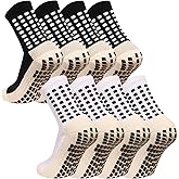 MIHAIR Men's Grip Soccer Socks Anti Slip Athletic Socks Non Slip Football Basketball Socks with Grip Pads2/4/6