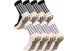 MIHAIR Men's Grip Soccer Socks Anti Slip Athletic Socks Non Slip Football Basketball Socks with Grip Pads2/4/6