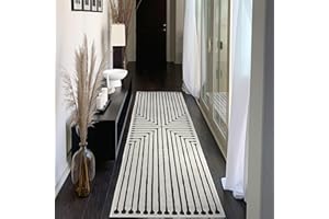 RUGGABLE x Jonathan Adler Washable Runner Rug - Perfect Runners for Hallways, Bedrooms, Entryways & Kitchens - Stain & Water Resistant - Soft & Durable, Inkdrop Black/Ivory 2.5'x7' (Standard Pad)