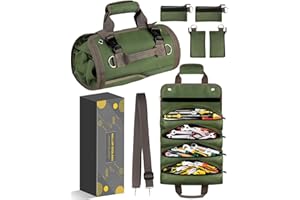 HANPURE Tool Bag Roll Up Organizer - Christmas Birthday Gifts Stocking Stuffers for Men Dad Father Husband Boyfriend Him, Mechanic Electrician Plumber Handyman Gardening Construction Car Motorcycle Gifts
