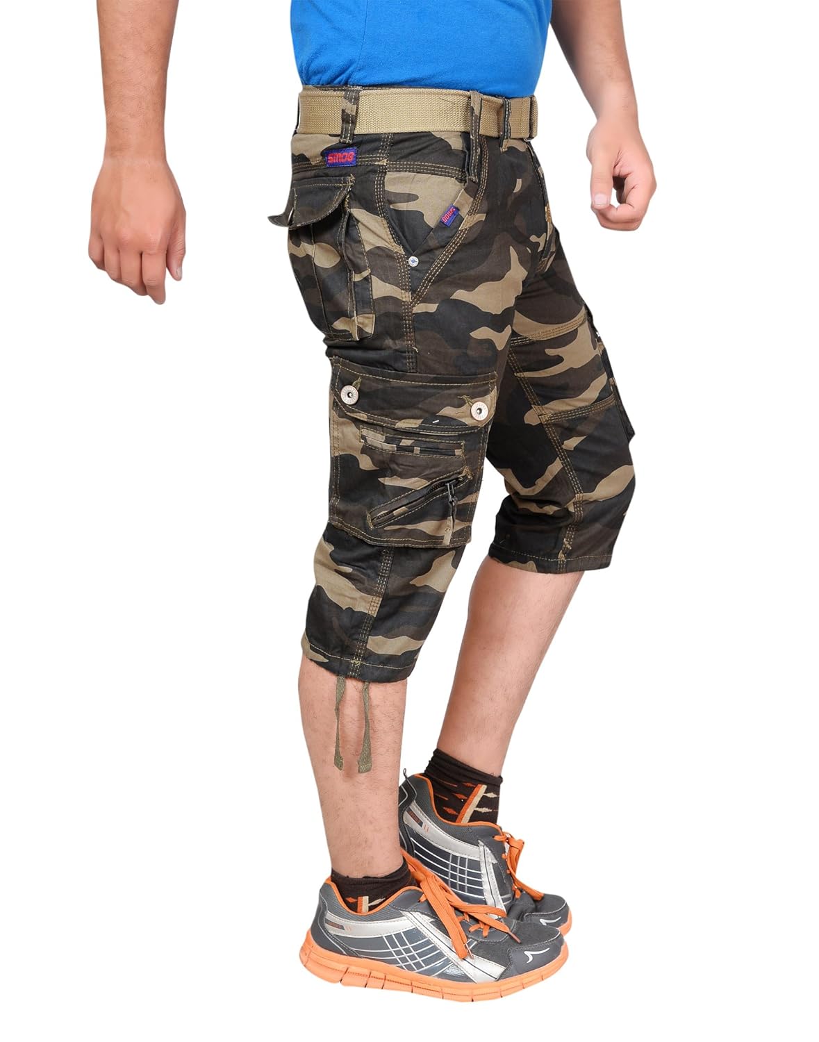 krystle men's army cotton 3/4th shorts| capri