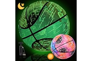KUYOTQ Meteor Shower Glow in The Dark Basketball Official Size 7 (29.5") Glow Basketball in Dark for Night Play and Training Basketball Gifts (with Pump)