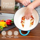 Nuovva Enamelled Cast Iron Dutch Oven 5 Quart Blue 24cm with Lid view 9