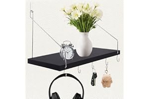 KJSEPHITELIAN Cubicle Shelf For Fabric Walls With Hooks：12x6.0in Black Wooden Cubicle Shelf Hanging Organizer Silver shelves for Accessories Office Stylish Ationss cubical Decorations For Women Desk work storage