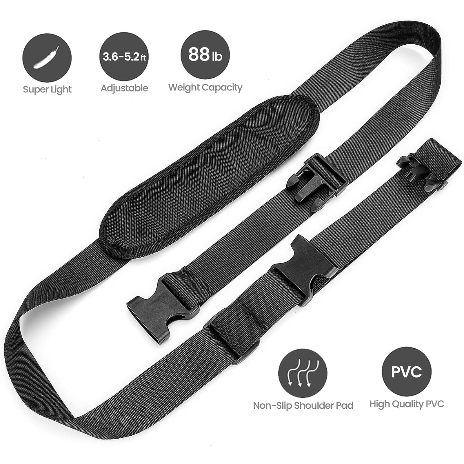 Archerest Kick Scooter Straps, Adjustable Carrying Strap with Non-Slip Shoulder Pad, Compatible with Segway Es1/es2/es2 Pro/es4/f30/f40/e8/e10/c10/e22/e25/max Mijia M365 (Black)
