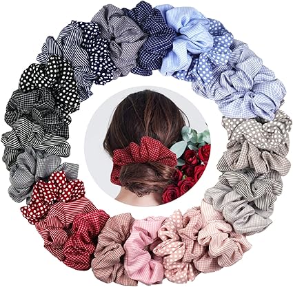 Kateluo 24pcs Hair Scrunchies Chiffon Elastic Hair Bands Scrunchy