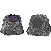 it.innovative technology Outdoor Rock Speaker Pair - Wireless Bluetooth , for Garden, Patio, Waterproof, Built for all Seasons & Solar Powered with Rechargeable Battery, Music Streaming - Charcoal