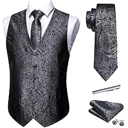 Barry.Wang Formal Men Dress Vest Matched Paisley