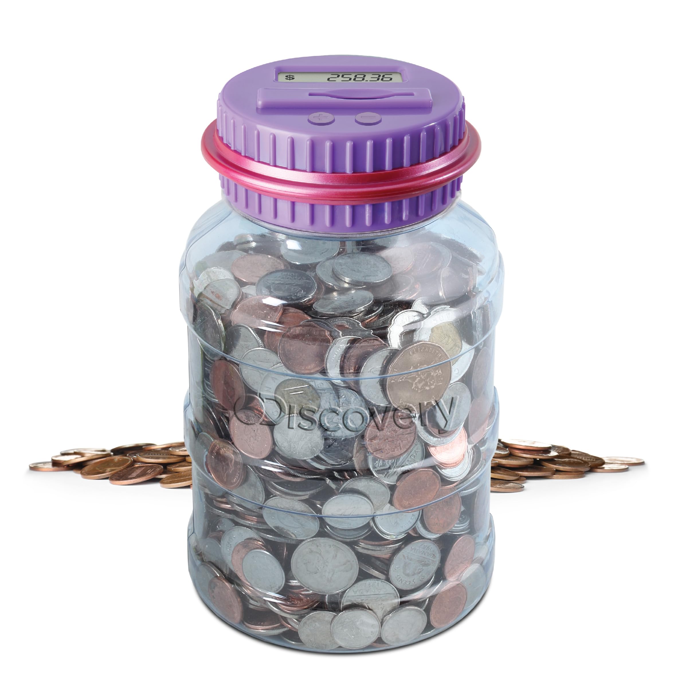 Photo 1 of DISCOVERY KIDS Digital Coin-Counting Money Jar with LCD Screen, Keeps Track of Deposits, Battery Operated, Automatic Piggy Bank Savings for US Coins, Childrens Financial Educational Learning Tool Gift