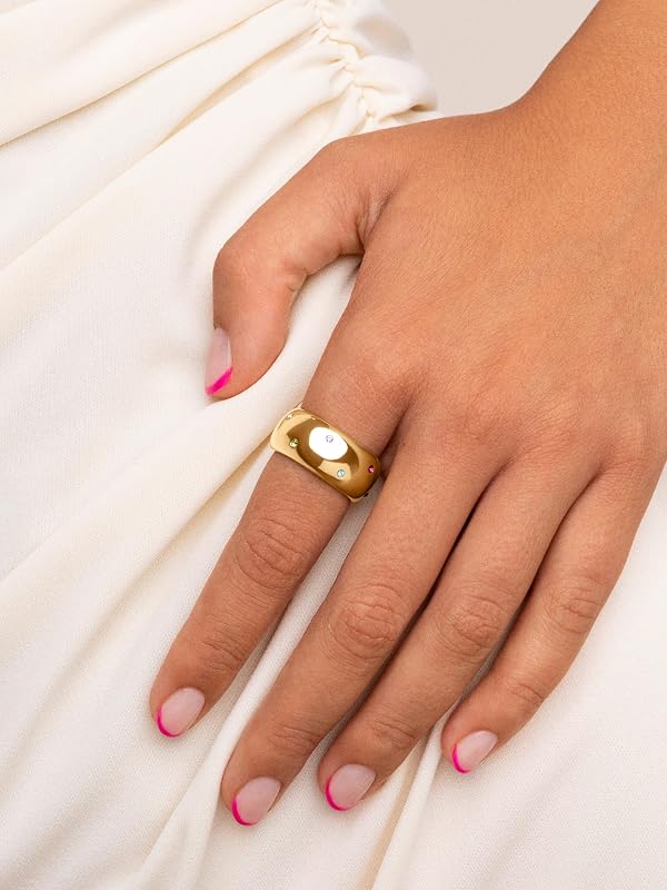 Anillo Mujer Curve Rainbow Baño Oro