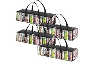 Lifewit CD Storage Bags, Clear PVC Plastic CD Case Holder with Handles, Front Window Zipper Design, Stackable Media Organizer