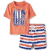 The Children's Place Baby-Boys and Toddler Short Sleeve Rashguard and Bottoms