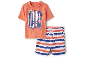 The Children's Place Baby-Boys and Toddler Short Sleeve Rashguard and Bottoms