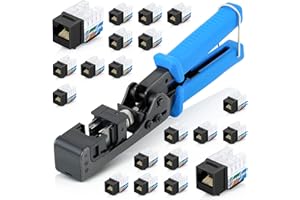 Everest Media Solutions easyJACK - 90° Angled Speed Termination Tool - with 20-Pack of 90° Angled CAT6/5e Keystone Jacks In Black Color - Additional Jacks are available - (B08P2691NY)