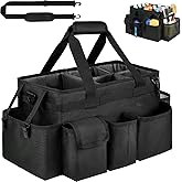 Cleaning Caddy Bag,Large Cleaning Supplies Organizer with Handle for Housekeepers, Black