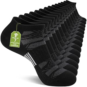 eallco Men's Ankle Socks Bamboo Viscose Low Cut Thin Breathable Casual Short Socks 7 Pairs