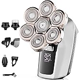 Harmonlife Head Shavers for Bald Men,7D Detachable Electric Bald Head Shaver,5-in-1 Dry Wet Bald Head Shavers for Men,IPX7 Waterproof Electric Razor for Men with Led Display,Fathers DayGifts, Silver