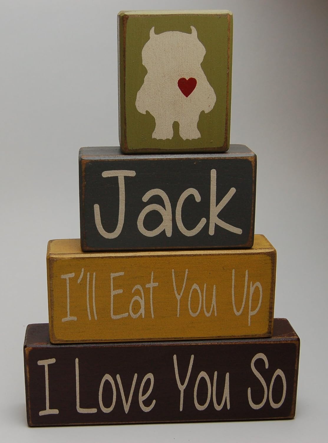 Primitive Country Wood Stacking Sign Blocks Nursery