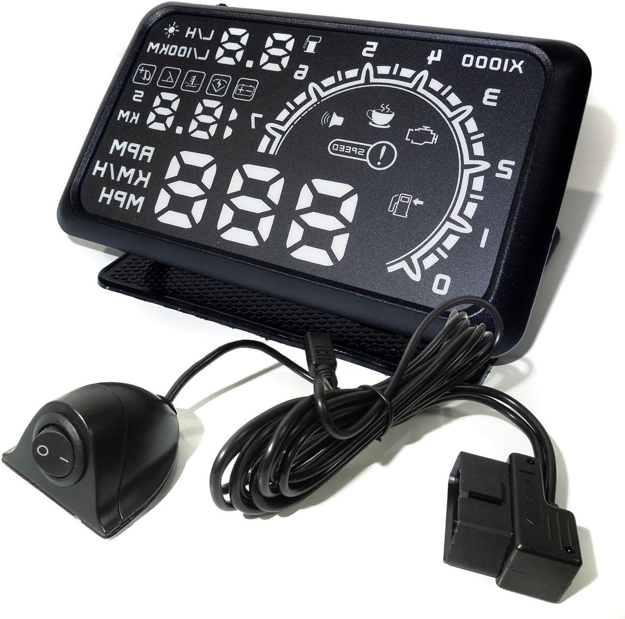 Amazon スピードメーター Obd2 Obd Hud 車 ヘッドアップ ディスプレイ ホワイト スピードメーター 車 バイク