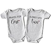 Azzwnee Prayed One Blessed Two Twin Outfits For Boy And Girl Newborn Twins Baby Items Must Haves bodysuit