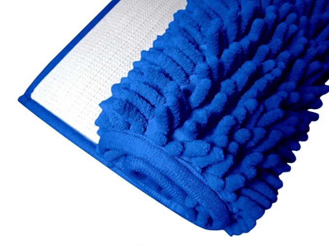 BLUE MOON Mikrofaser Chenille Badematte Rutschfest, Badteppich, Duschvorleger, Wellness, Größen (dunkelblau, 40 x 60 cm)