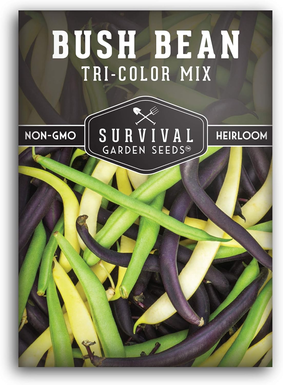 Survival Garden Seeds - Tri-Color Bean Seed for Planting - Packet with Instructions to Plant and Grow in Your Home Vegetable Garden - Non-GMO Heirloom Variety