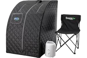Durasage Lightweight Portable Personal Steam Sauna Spa for Relaxation at Home, 60 Minute Timer, 800 Watt Steam Generator, Chair Included (Black)