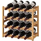 BMOSU Bamboo Wine Rack Wine Storage Cabinet Shelf 16 Bottle Wine Racks Countertop Sturdy for Kitchen Dining Room Pantry - 4 Tiers Wine Rack(Natural)