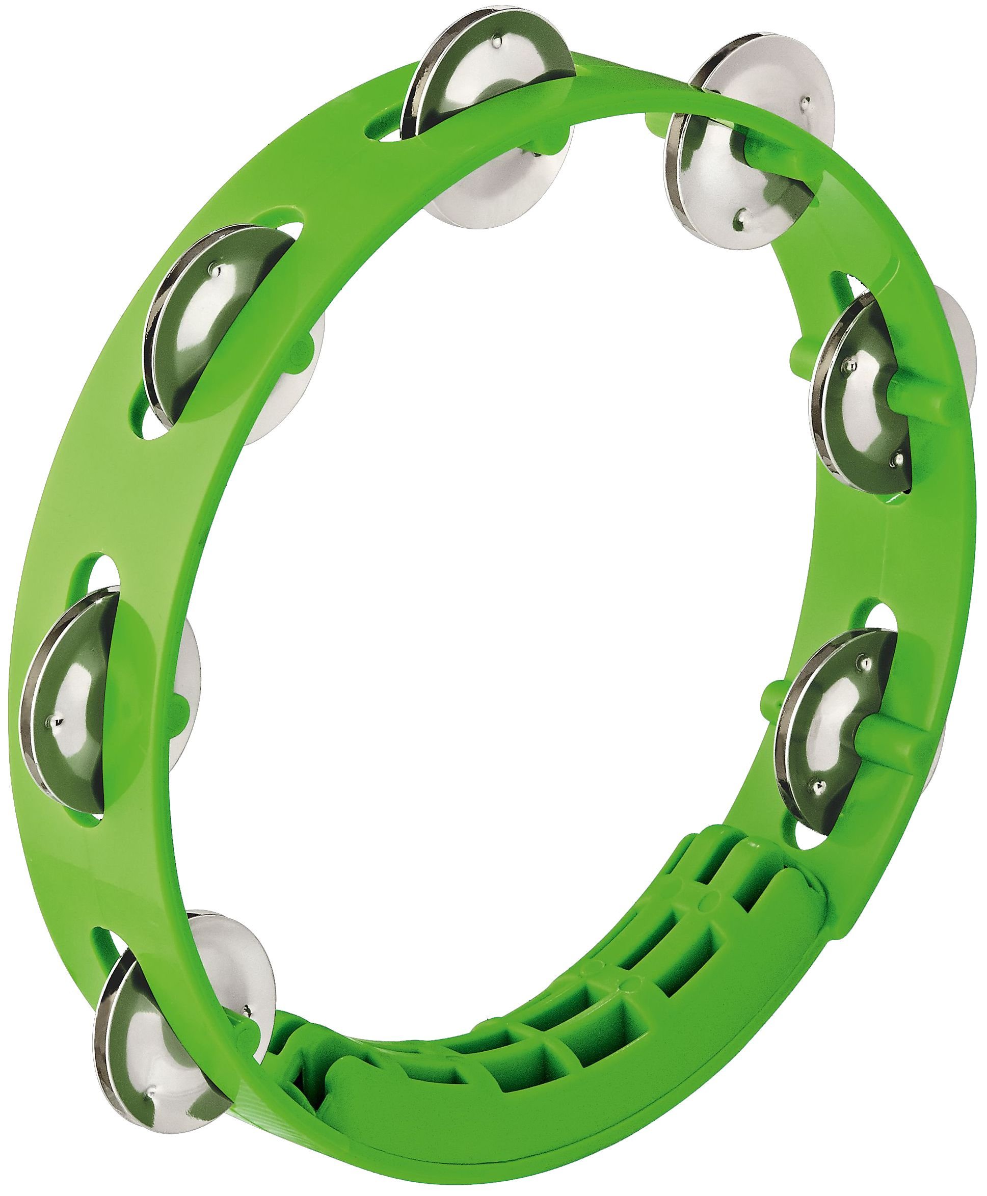 Nino Percussion Compact Tambourine Instrument - Musical Instrument for Children from 3 Years - Diameter 8 inch - Plastic, Green (NINO49GG)