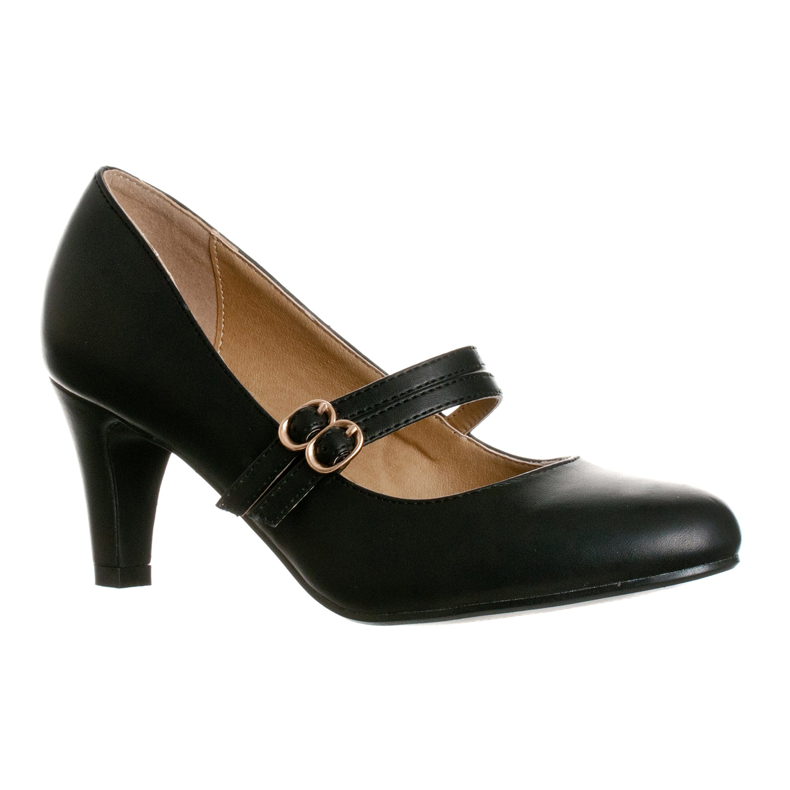 Riverberry Women's Mila Chunky, Mid Heel Mary Jane Pump Heels