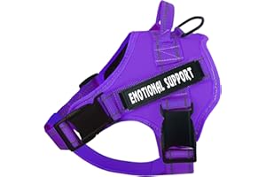 voopet Service Dog Harness, Emotional Support Pet Vest Harness, Reflective Breathable and Adjustable No-Pull ESA Dog Harness for Small Medium Large Dogs (with 4 PCS Removeable Tags)