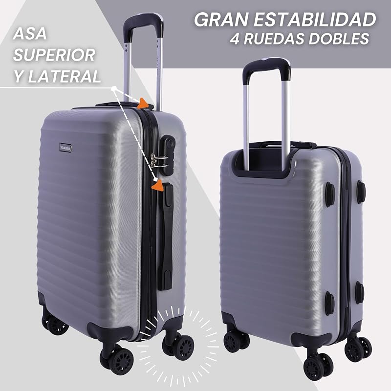 - Koffer - Handgepäck Koffer 55x40x20 -Reisekoffer mit 4 Rollen 360º leicht- Hartschalenkoffer - ABS - 32 L - Trolley - Carry on Luggage - rollkoffer - Klein & Mittelgroß - Iris